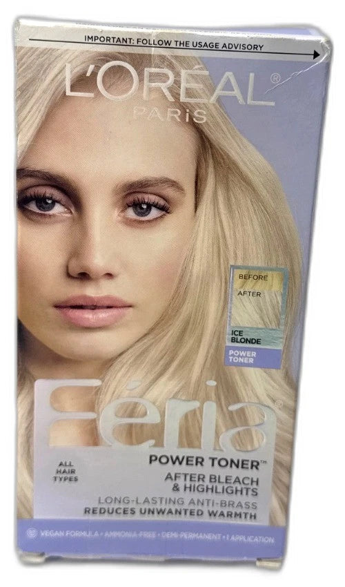 L'Oréal Feria Power Toner Anti-Brass Demi-Permanent Ice Blonde Pack of 4 New