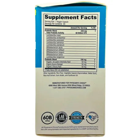 Physician’s Choice 60 Billion Probiotic 60 Veggie Capsules Digestive Support New