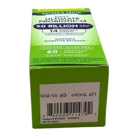 Nature’s Truth Probiotic-14 50 Billion CFU 60ct New 03/2026