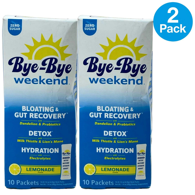 Bye-Bye Weekend Bloating Gut Recovery Hydration Lemonade 10 Packets 2 Pack New