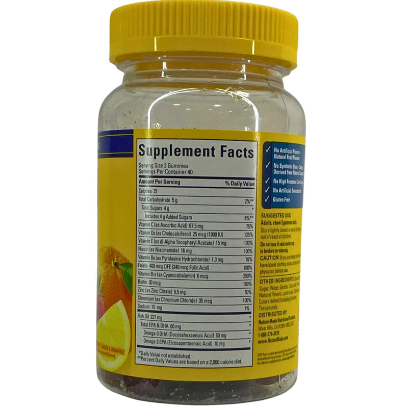 Nature Made Multi + Omega-3 For Him Strawberry Lemon & Orange Gummies 80 Count