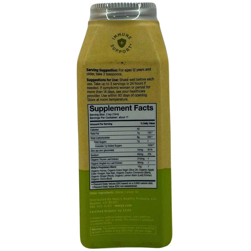 Maty's Organic Mucus Cough Syrup with Real Honey & Ivy Leaf 6 Pack Exp: 10/26