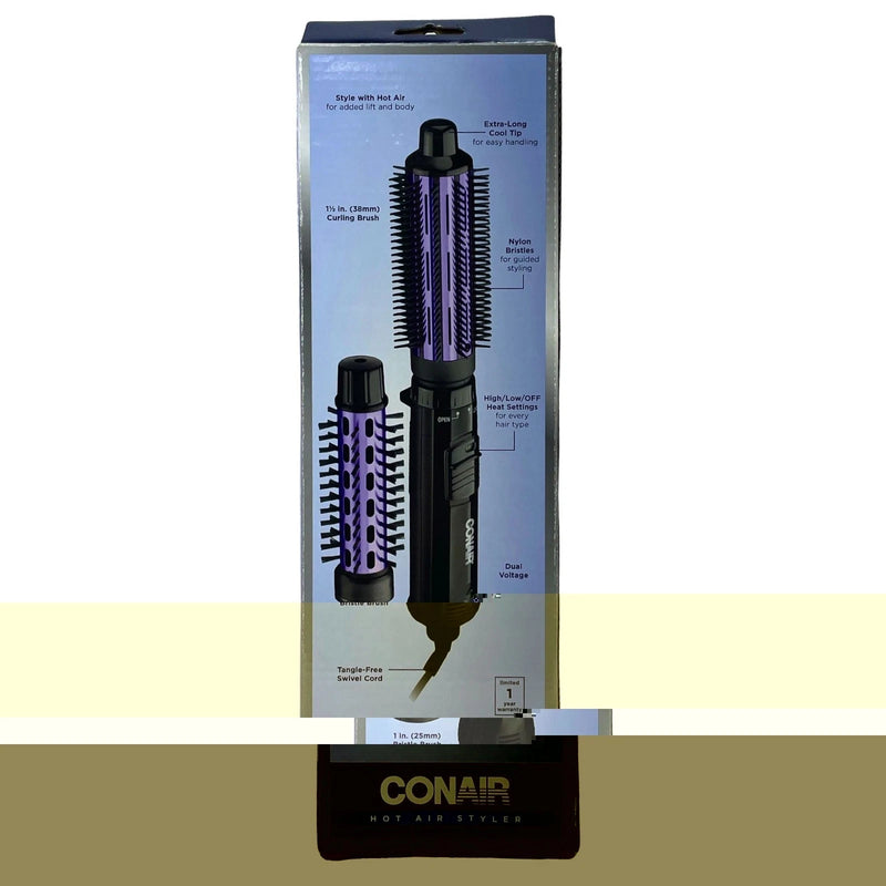 Conair Hot Air Styler Dual Voltage 2 Brush Attachments 2 Pack New