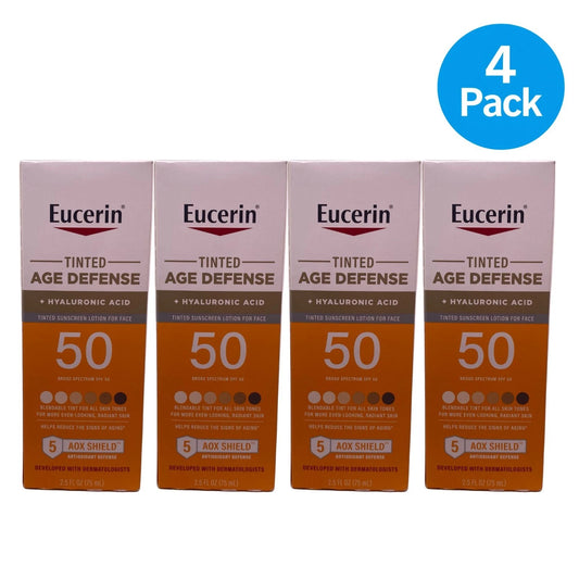 Eucerin SPF 50 Tinted Age Defense Face Sunscreen 2.5 fl oz 4 Pack New