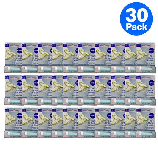 NIVEA 2 in 1 Lip Balm & Scrub Aloe Vera 0.17 oz 30 Pack New