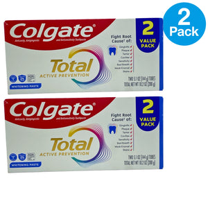 Colgate Total Active Prevention Whitening Paste Toothpaste 5.1 oz 2 Pack Value B
