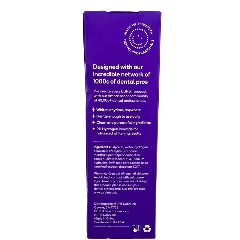 BURST XL Pen Precision Teeth Whitening Pen 9% Hydrogen Peroxide 3 Pack New