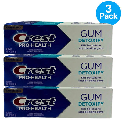 Crest Pro-Health Gum Detoxify Fluoride Toothpaste Large Size 4.8 oz (3 Pack)