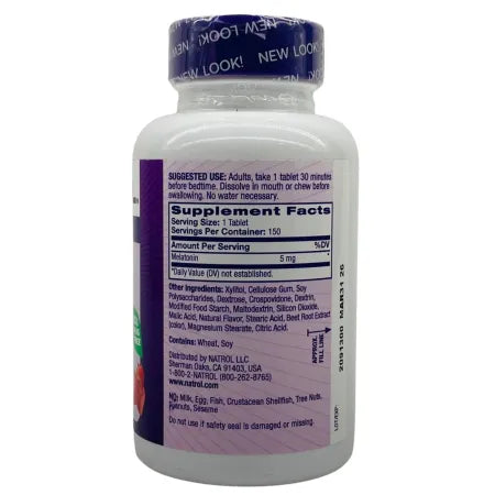 Natrol Melatonin 5mg Fast Dissolve 150 Tablets Strawberry – 1 Pack – New