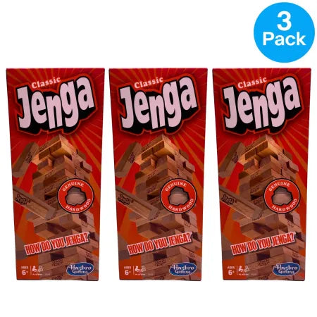 Hasbro Classic Jenga Hardwood Block Stacking Game 3 Pack New