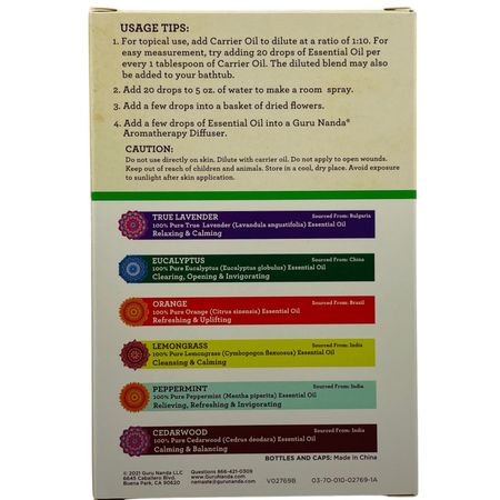 Guru Nanda Essential Oils Top 6 Singles Set 10ml Each 2 Pack New 3