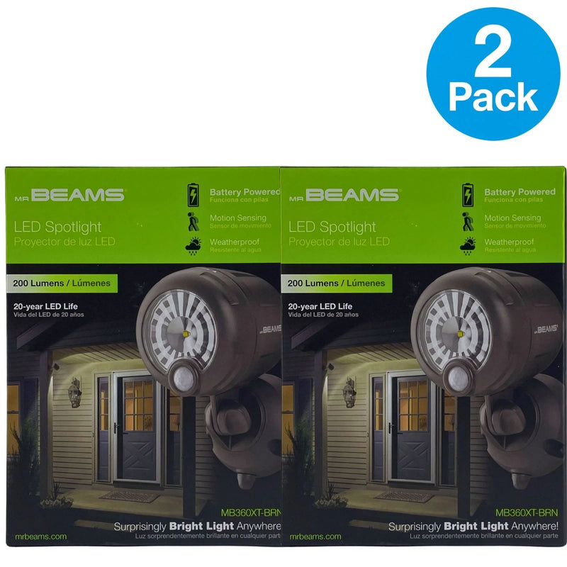 Mr. Beams MB360XT Wireless Motion Sensor LED Outdoor Spotlight Brown 200 LM 2 Pk