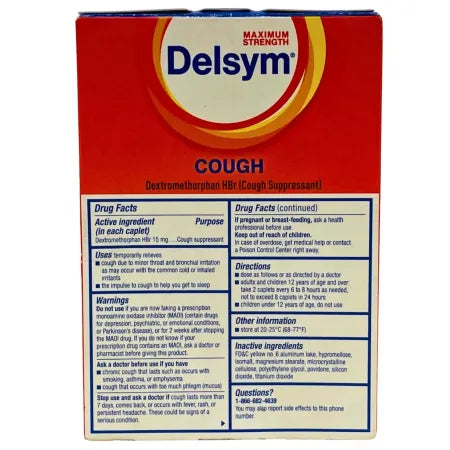 Delsym Maximum Strength Fast Release Cough 20 Caplets – 1 Pack – New 2