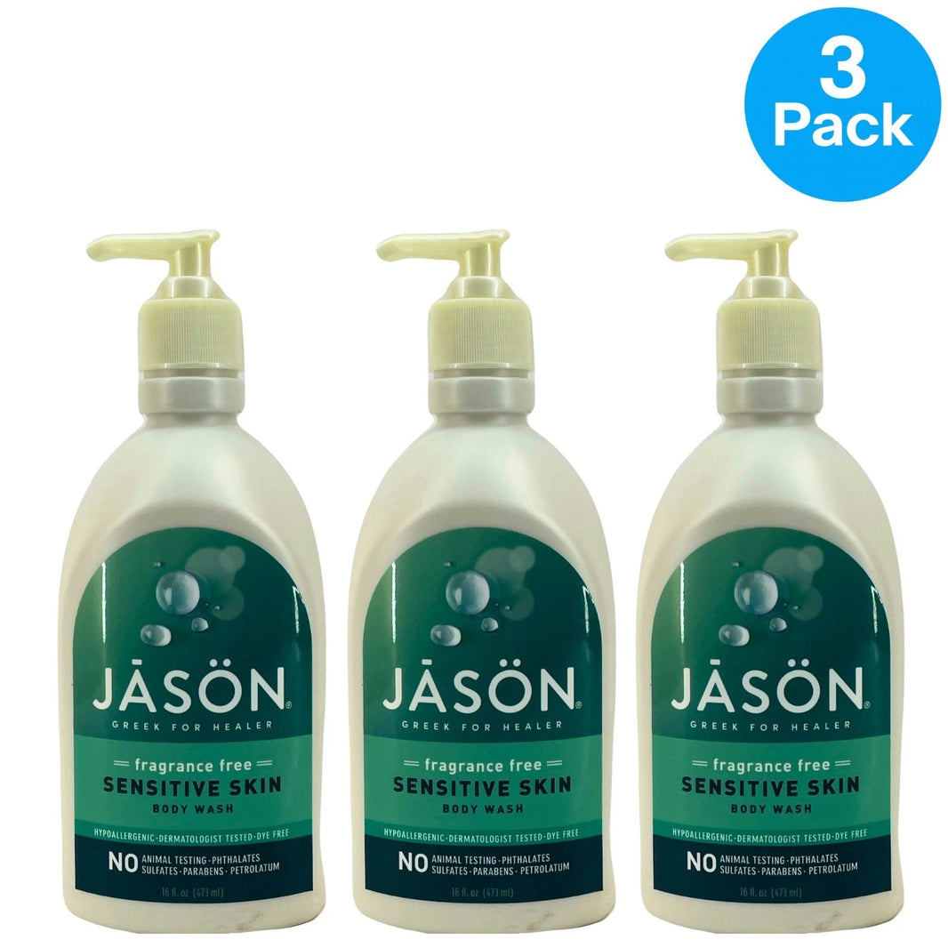 JASON Fragrance Free Sensitive Skin Body Wash Hypoallergenic 16 oz 3 Pack New