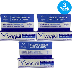Vagisil Regular Strength Anti-Itch Creme Medicated Relief Fast Acting 1 Oz 3 Pac