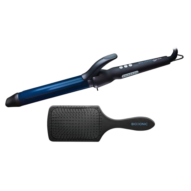 Bio Ionic GrapheneMX 1.25" Curling Iron & Brush Kit New