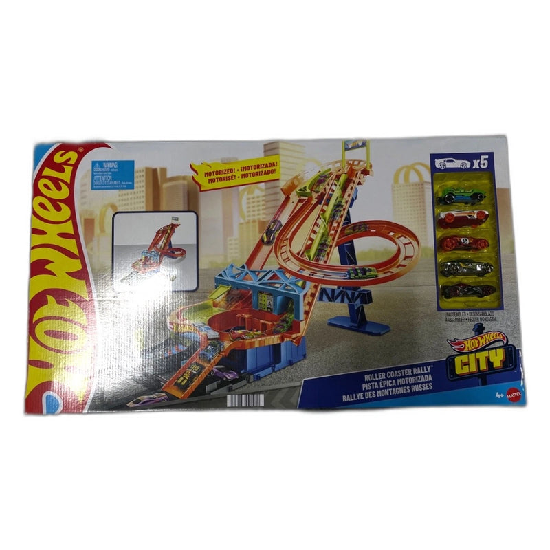 Hot Wheels Roller Coaster Rally Track Set with 5 Cars Box New