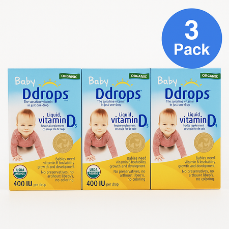 Ddrops Baby Liquid Vitamin D3 400 IU 60 Drops 3 Pack New