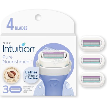 Schick Intuition 4-Blade Pure Nourishment Women's Razor Blade Cartridge Refills, 3 Ct 1