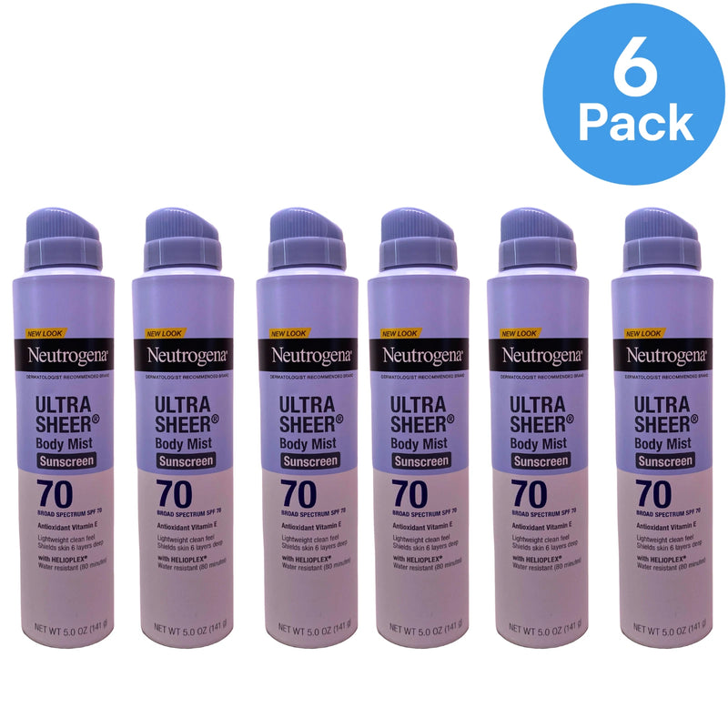 Neutrogena Body Mist Sunscreen SPF 70 5 oz 6 Pack New