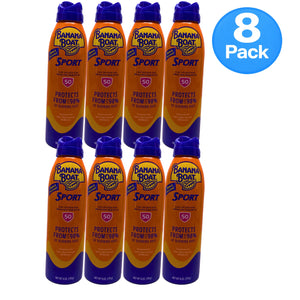 Banana Boat Sport Clear Sunscreen Spray SPF 50 6 oz 8 Pack Exp 01/2027