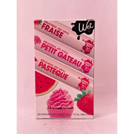 3pk Wet Delicious Oral Play Sampler Strawberry Cupcake Watermelon EXP 6/2026