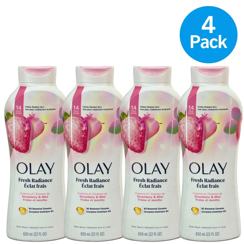 Olay Fresh Radiance Body Wash Strawberry & Mint 22 oz 4 Pack New