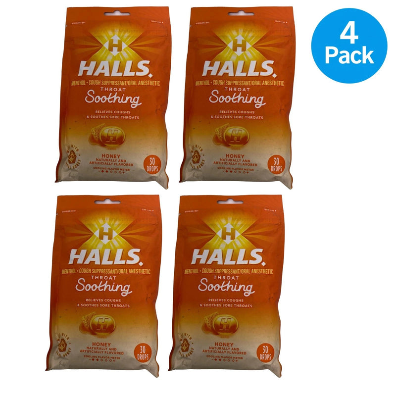 Halls Throat Soothing Honey Cough Drops 30 Ct 4 Pack Exp 01/2027 New
