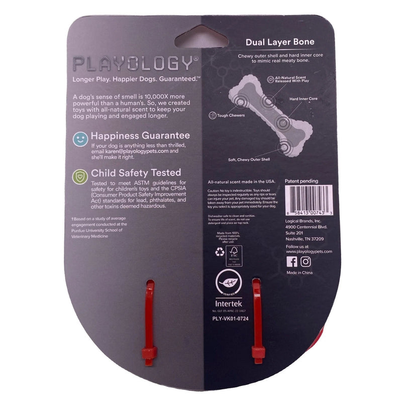 Playology Dual Layer Beef Scent Dog Bone Medium 6 Pack New