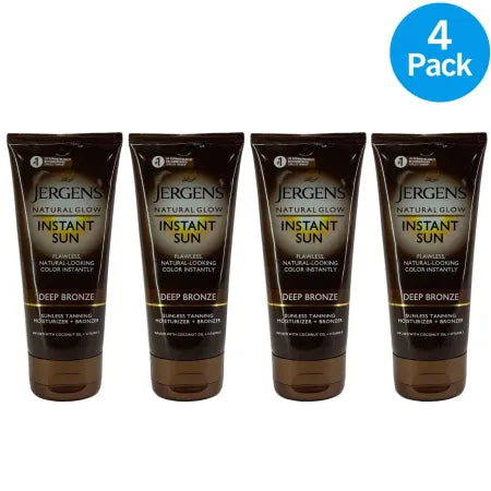 Jergens Natural Glow Instant Sun Deep Bronze Tanning Lotion 6 oz bottle 4 pack display