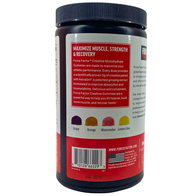Force Factor Creatine Monohydrate Gummies 5g AstraGin Assorted Fruit 1 Pack New