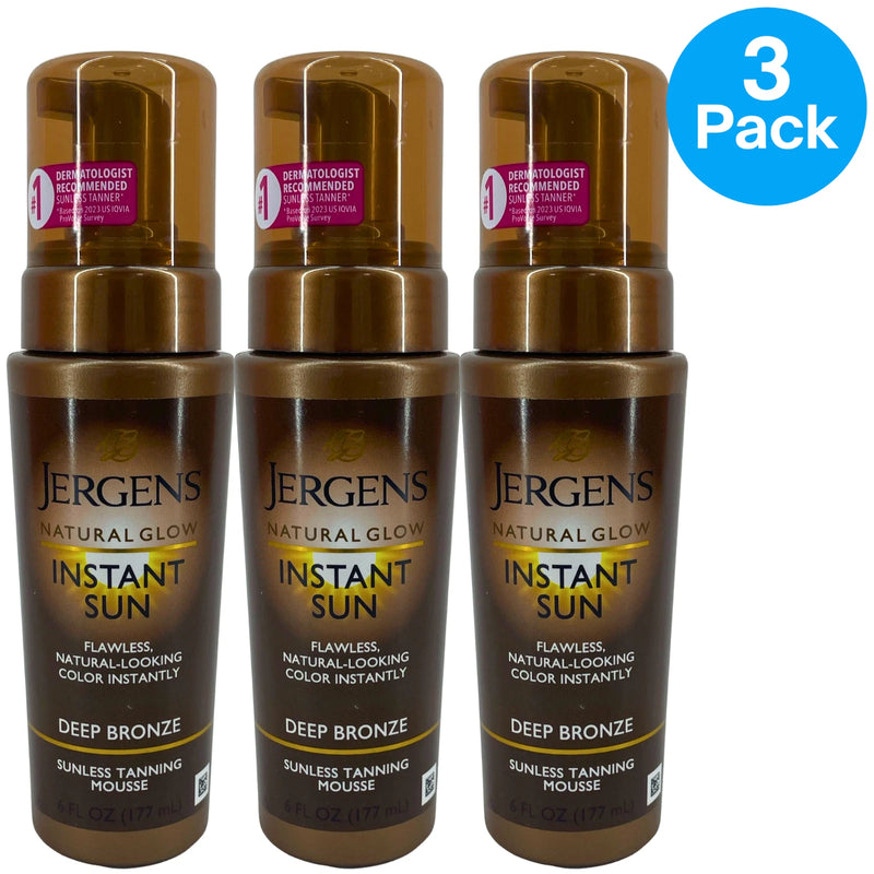 Jergens Natural Glow Instant Sun Sunless Tanning Mousse Deep Bronze 6 fl oz 3 Pa