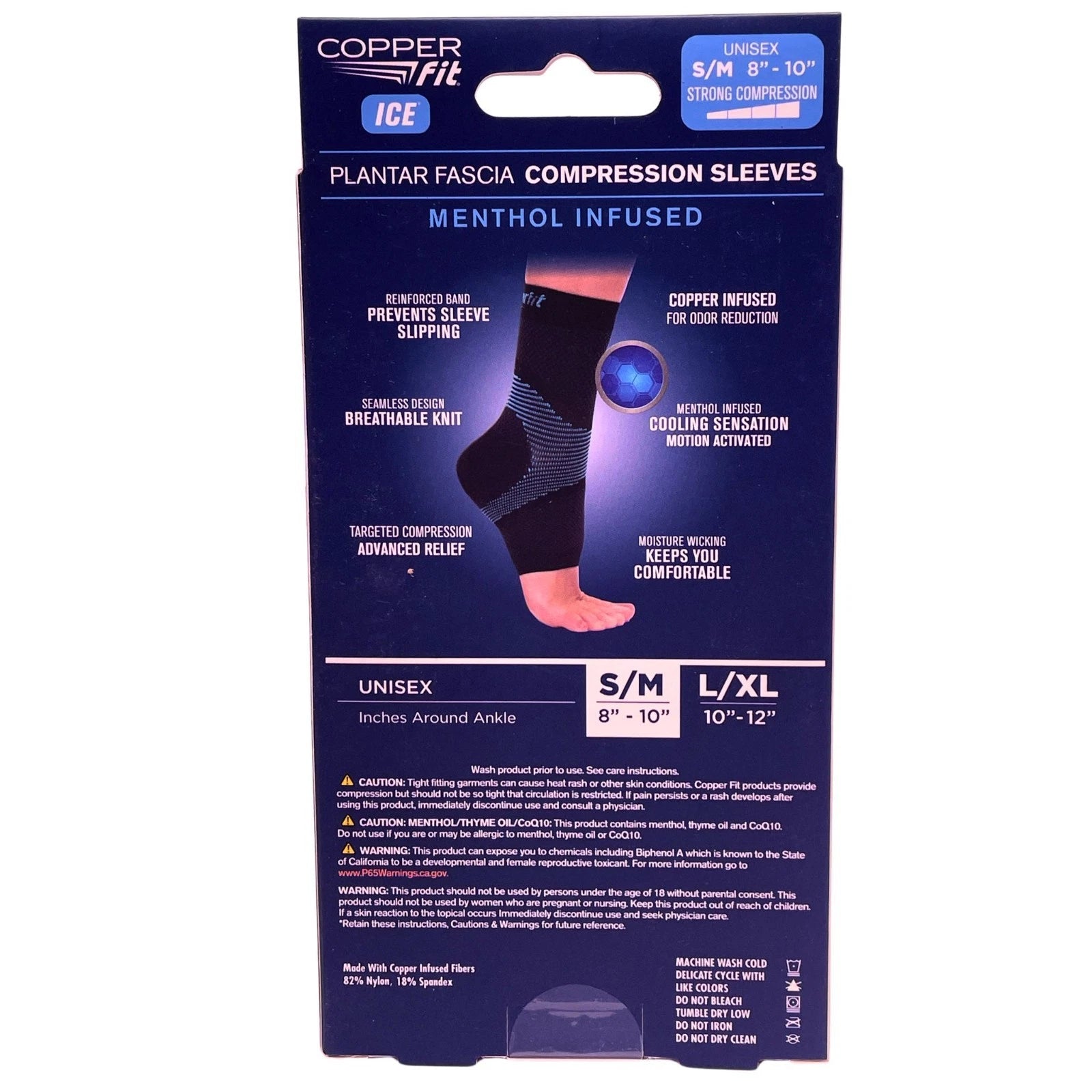 Copper Fit Ice Plantar Fascia Compression Sleeves S/M 2 Pack New