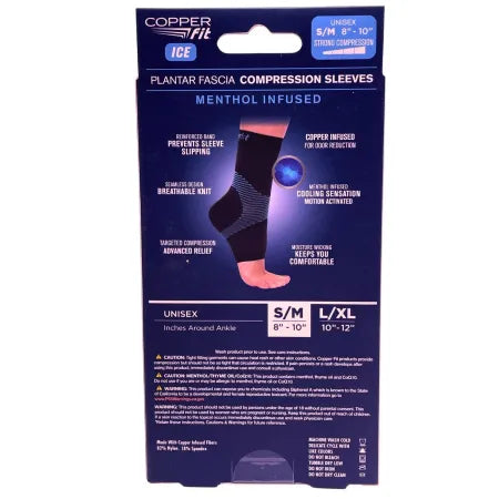 Copper Fit Ice Plantar Fascia Compression Sleeves S/M 2 Pack New