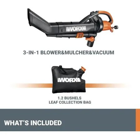 Worx TRIVAC 12 Amp 3-in-1 Blower/Mulcher/Vacuum With LEAFPRO Collection System 5