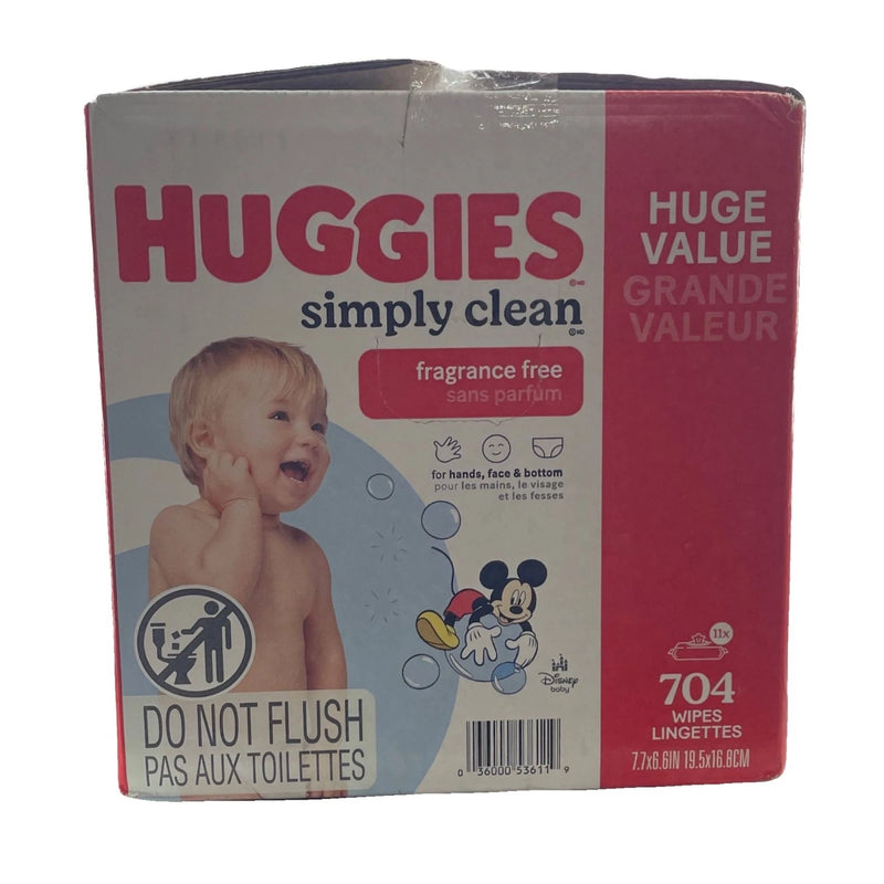 Huggies Simply Clean Fragrance Free Baby Wipes 704 Count Box Damaged New