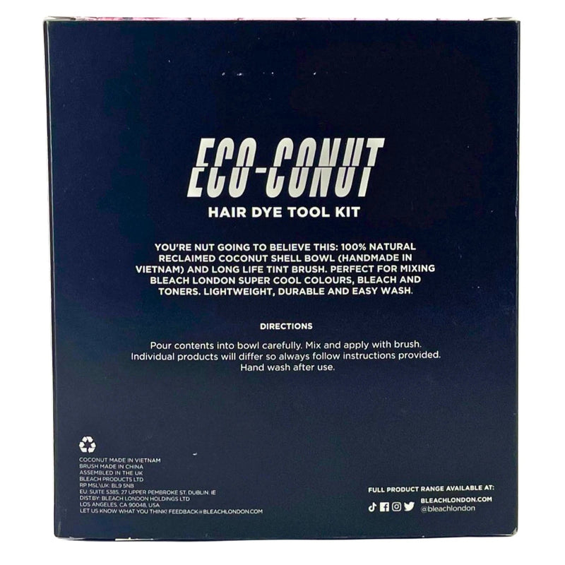 Bleach London Eco-Conut Hair Dye Tool Kit Reusable Coconut Bowl & Tint Brush 4 P