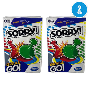 Hasbro Gaming Sorry Grab and Go Board Game Family Fun Play Party Pack of 2 New