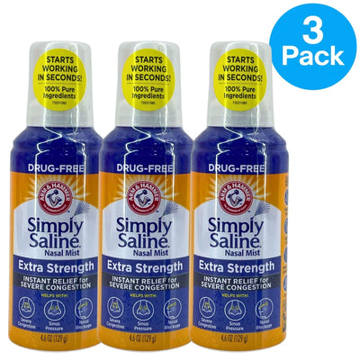 ARM & HAMMER Simply Saline Extra Strength Nasal Mist 4.6 OZ bottle 3 pack bundle
