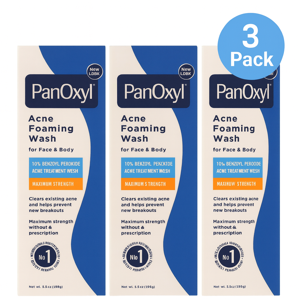 PanOxyl Acne Foaming Wash 10% Benzoyl Peroxide 5.5oz 3 Pack New EXP:07/2026