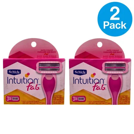 Schick Intuition f.a.b. Razor Refill Cartridges 3-Count 2-Pack (6 Total) New