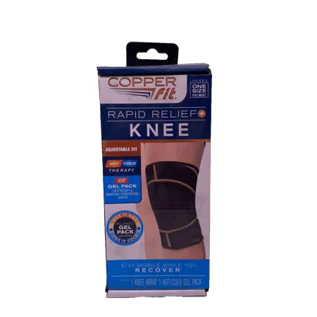 Copper Fit Rapid Relief Knee Wrap with Hot Cold Gel Pack Adjustable 2 Pack New