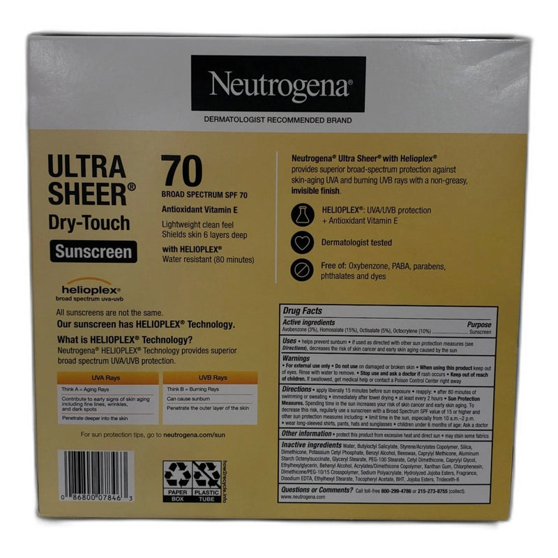 Neutrogena Ultra Sheer Dry-Touch Sunscreen Lotion SPF 70 3oz Exp 09/28 New