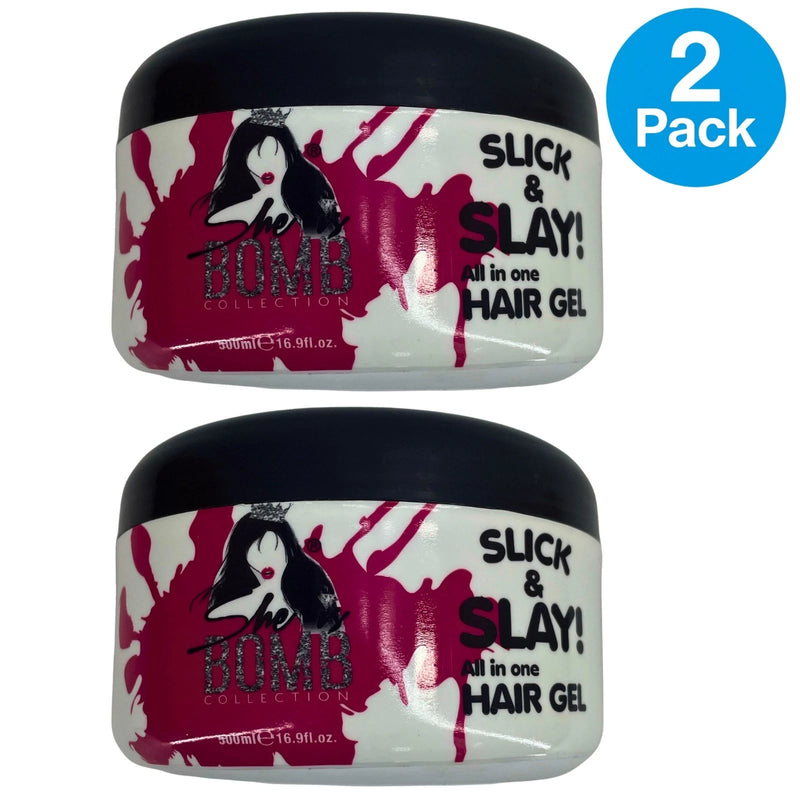 She Is Bomb Collection Slick & Slay! All In One Hair Gel Firm Hold 16.9 fl oz