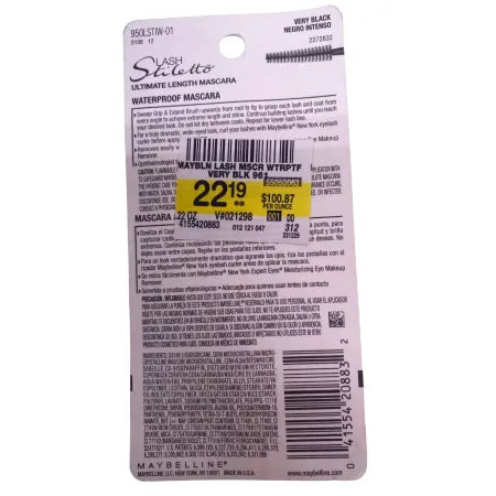 Maybelline Lash Stiletto Waterproof 961 Very Black 3 Pack New