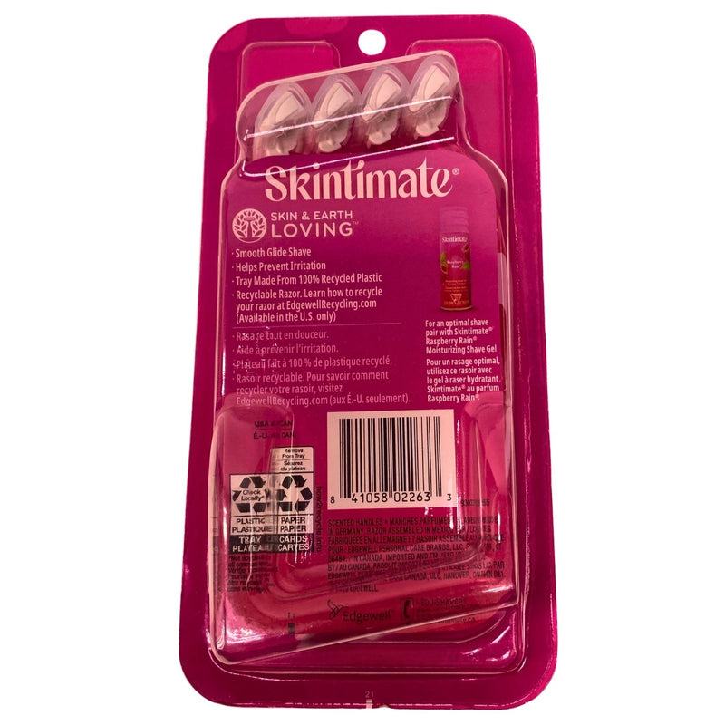 Skintimate Raspberry Rain Disposable Razors for Women 4 Count (6 Pack) New