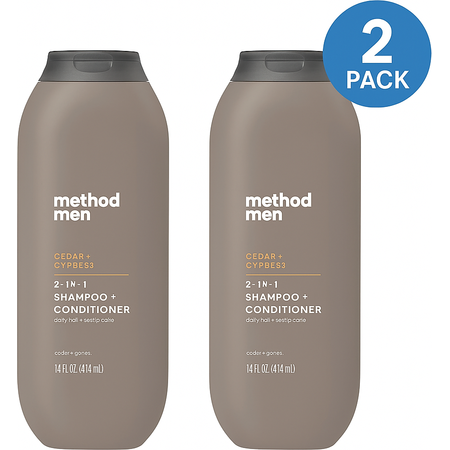 Method Men 2-in-1 Shampoo + Conditioner Cedar + Cypress 14oz 2 Pack New