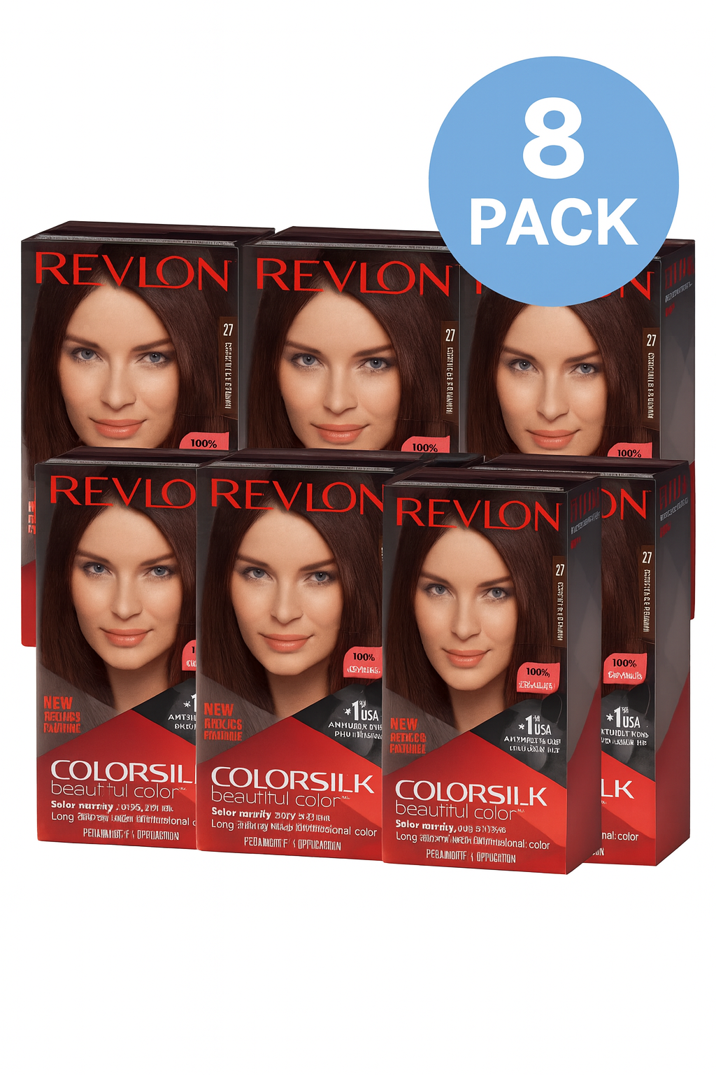 Revlon Colorsilk Beautiful Color 27 Deep Rich Brown Hair Dye 8 Pack New 1