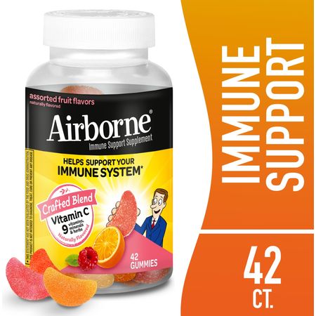 Airborne 750mg Vitamin C Immune Support Gummies, Multivitamin Supplement, Assorted Fruit Flavor, 42 ct