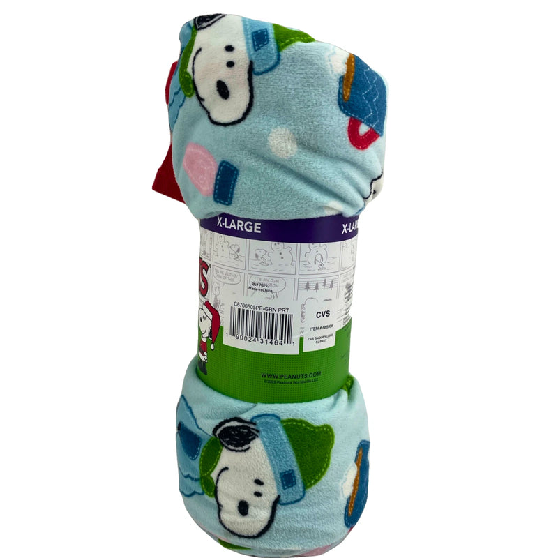Peanuts Snoopy Ladies Sleep Pant Light Blue Christmas Holiday Fleece X-Large 3 P